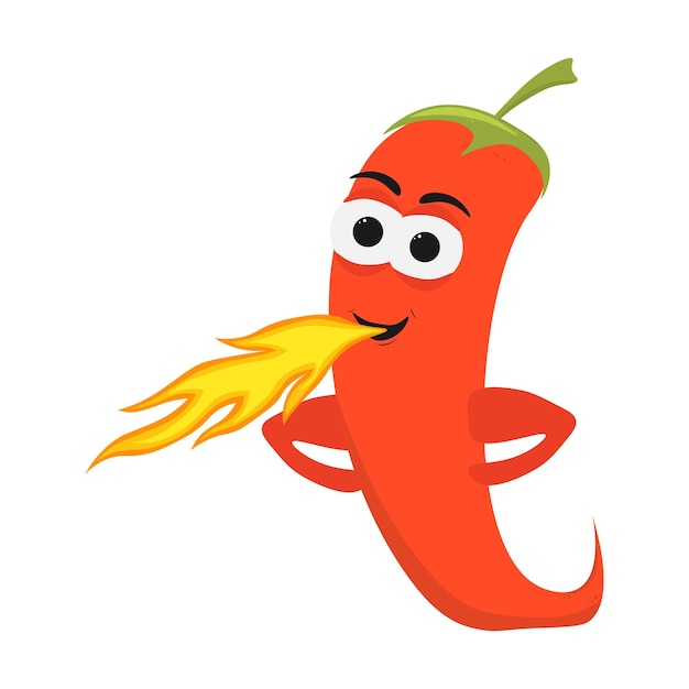 Personaje de pimienta ardiente dibujos animados divertidos chiles picantes queman personajes fríos diferentes chiles jalapeños llama roja mascota para salsa picante ilustración vectorial ordenada pimienta divertida caliente