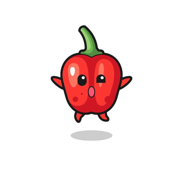 Vector el personaje de pimiento rojo está saltando gesto