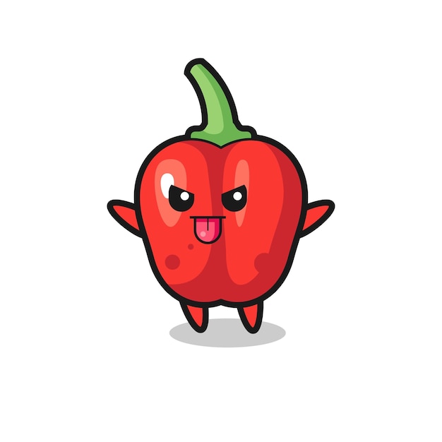 Vector personaje de pimiento rojo travieso en pose burlona, diseño de estilo lindo para camiseta, pegatina, elemento de logotipo