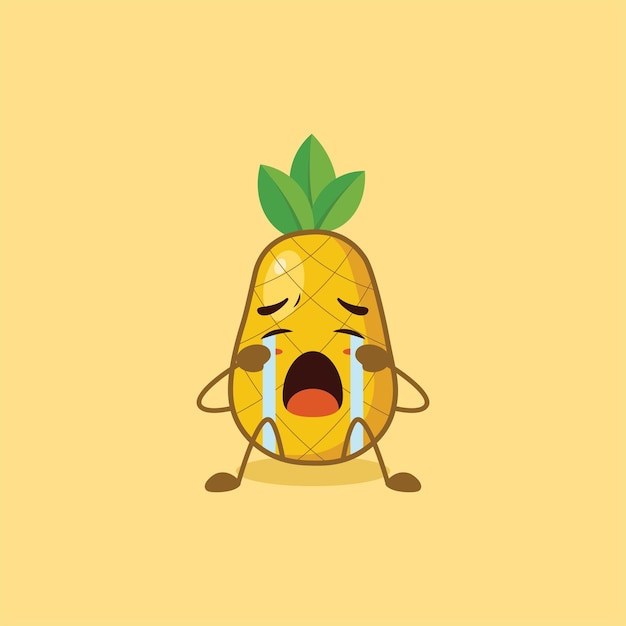 un personaje de piña llorando