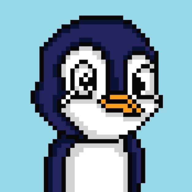 personaje de pingüino con pixel art