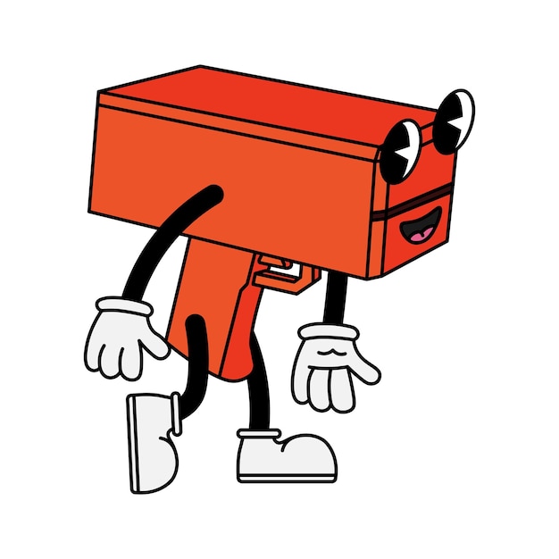 El personaje de la pistola de dinero al estilo de los dibujos animados de los años 70