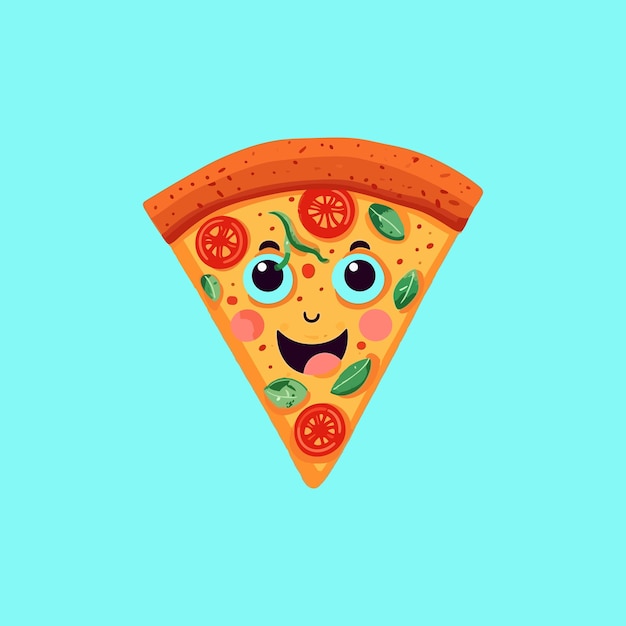 Un personaje de pizza con emociones.