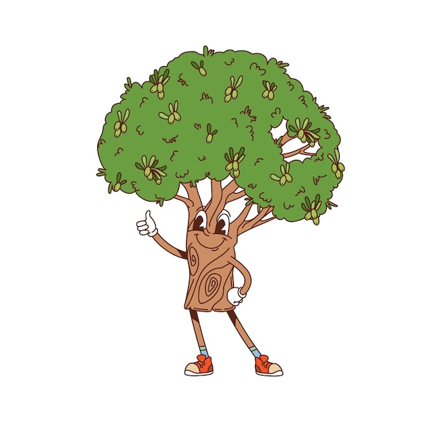 El personaje de la planta de olivo hippie de dibujos animados