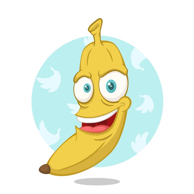 Vector personaje de plátano de dibujos animados divertido