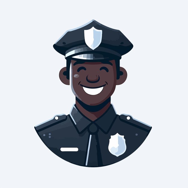 Vector personaje policial negro con estilo de diseño plano