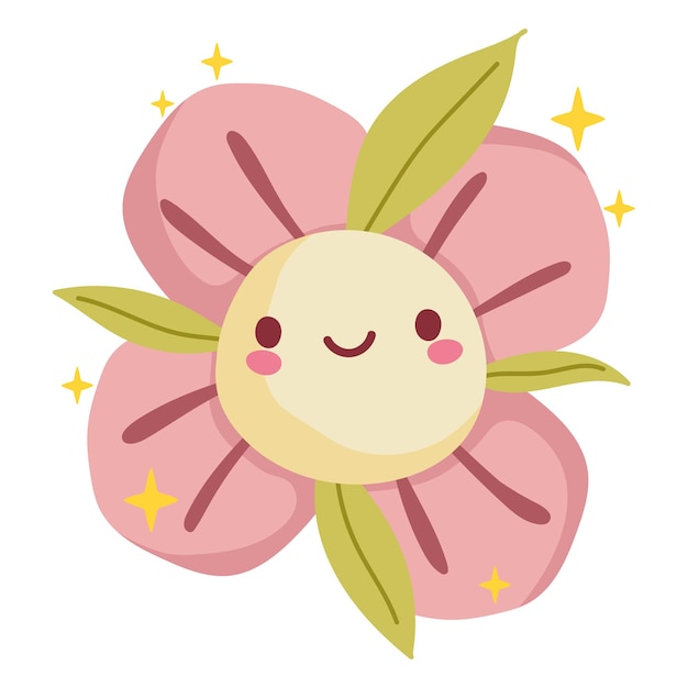 Vector personaje de primavera de flores bonitas icono aislado