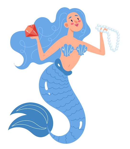 Personaje de la princesa sirena marina bajo el agua concepto de colección de conjunto aislado