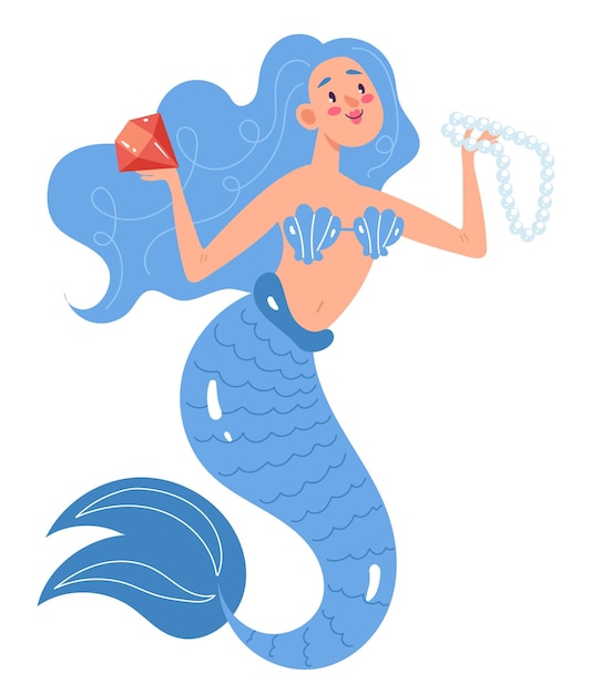 Vector personaje de la princesa sirena marina bajo el agua concepto de colección de conjunto aislado