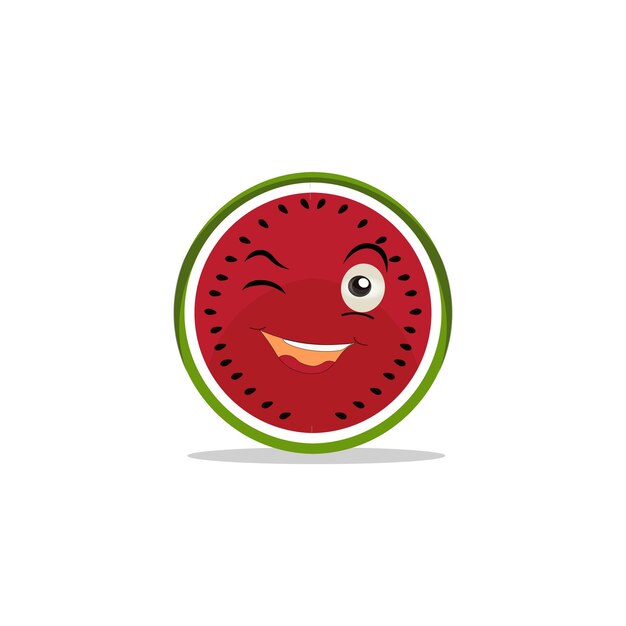 Personaje de rebanada de sandía con cara graciosa Set de emoticones de sandía de dibujos animados felices