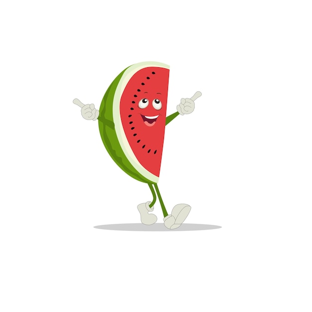 Personaje de rebanada de sandía con cara graciosa Set de emoticones de sandía de dibujos animados felices