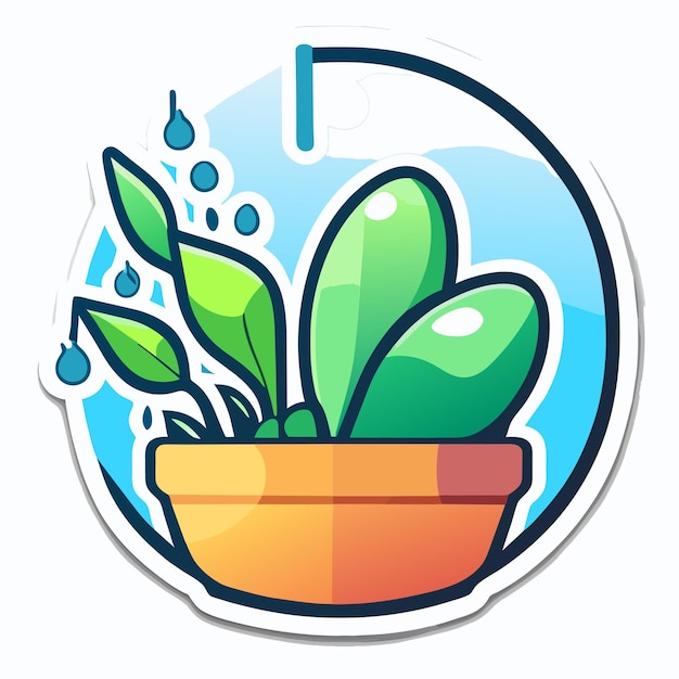 Un personaje regando plantas de una regadera ilustración vectorial aislada en un fondo blanco