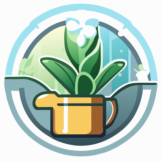 Vector un personaje regando plantas de una regadera ilustración vectorial aislada en un fondo blanco