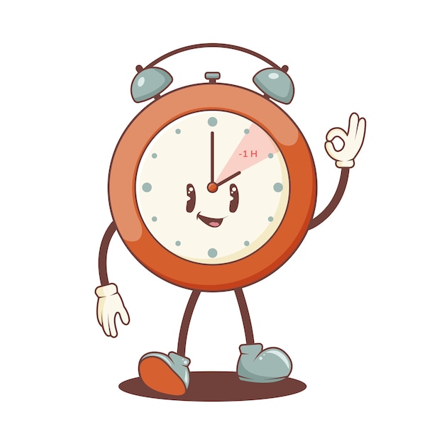 El personaje del reloj de estilo groovy retrocede al final del horario de verano