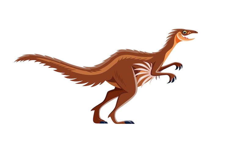 Vector personaje de reptil de dinosaurio troodon de dibujos animados