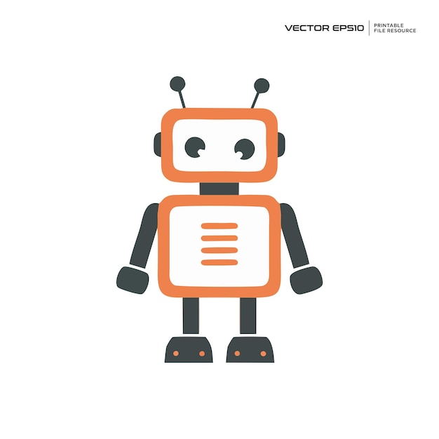El personaje retro robot, la mascota, el diseño del logotipo, la ilustración eps 10
