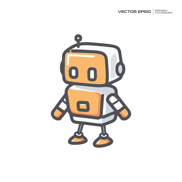 El personaje retro robot, la mascota, el diseño del logotipo, la ilustración eps 10