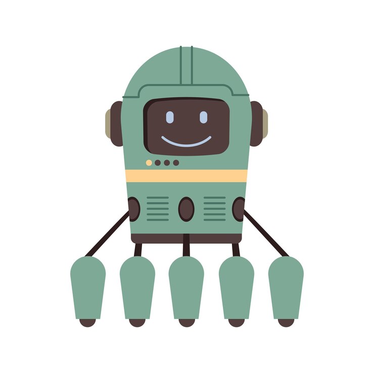 Vector personaje robot amistoso con cara sonriente