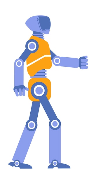 Personaje de robot andante icono de dibujos animados android futurista