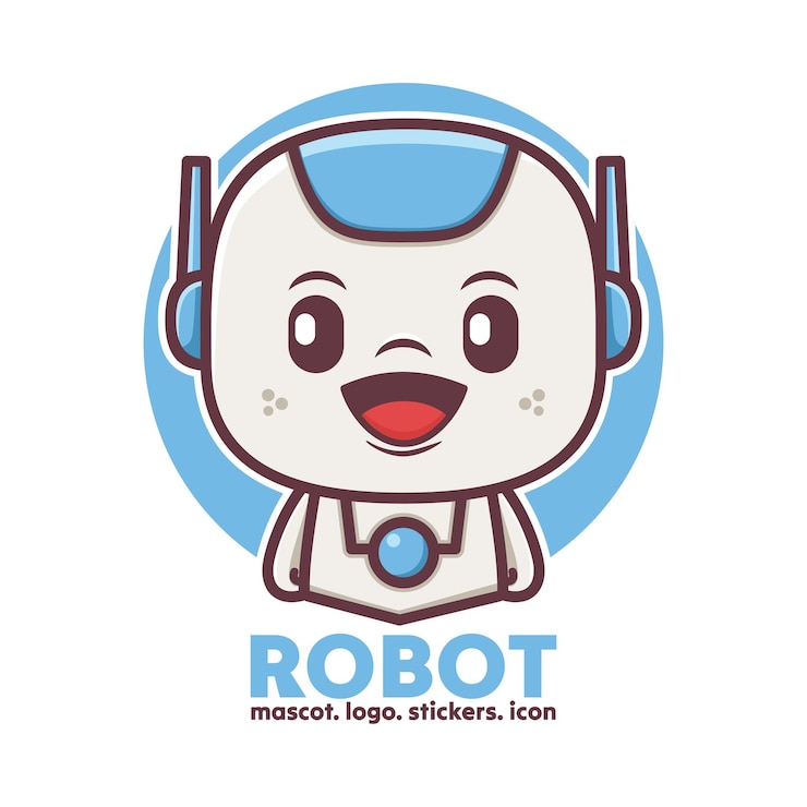 Vector personaje robot de dibujos animados de diseño lindo