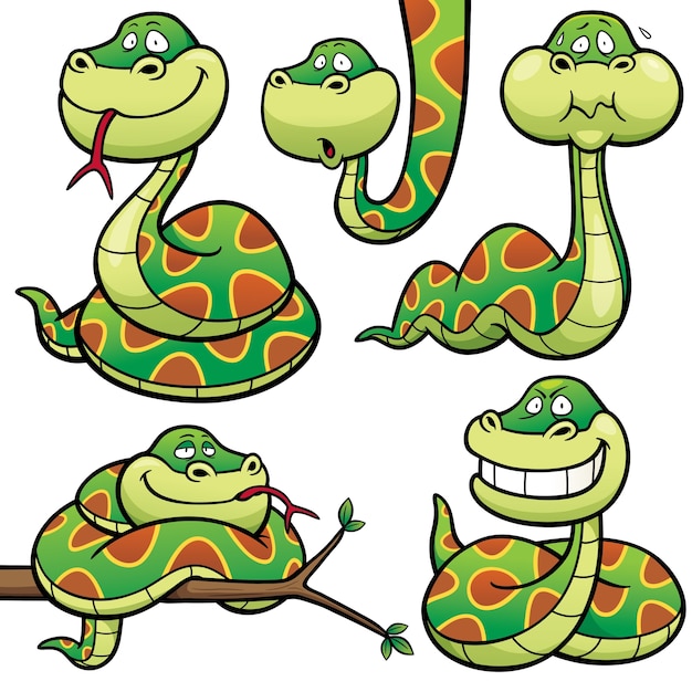 Vector personaje de serpiente de dibujos animados