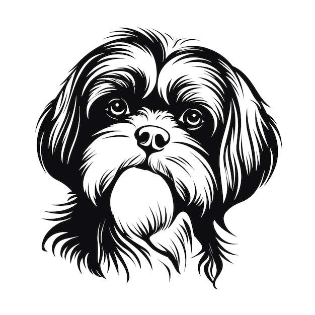 Personaje de silueta Shih Tzu perro lindo logotipo