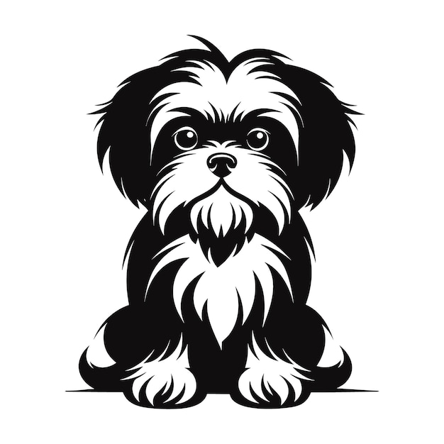 Personaje de silueta shih tzu perro lindo logotipo