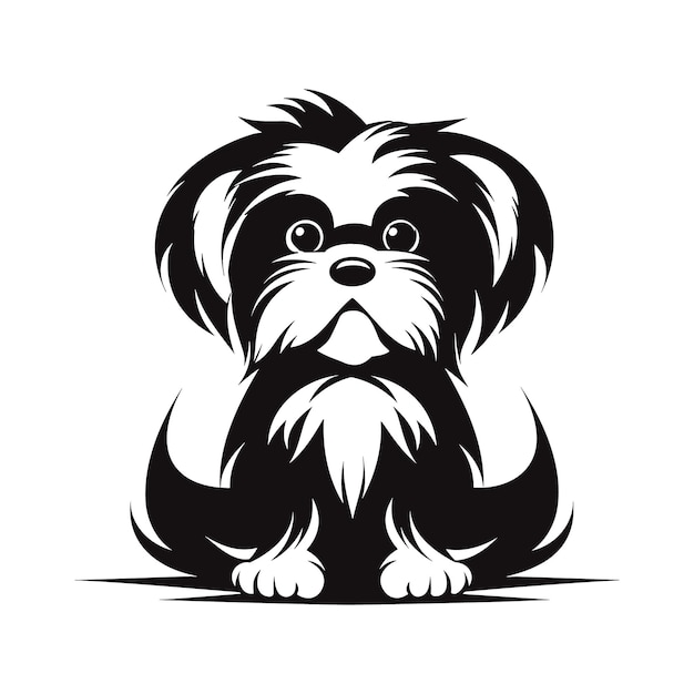 Personaje de silueta Shih Tzu perro lindo logotipo