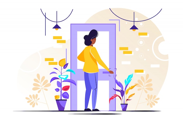 personaje sosteniendo un pomo de puerta