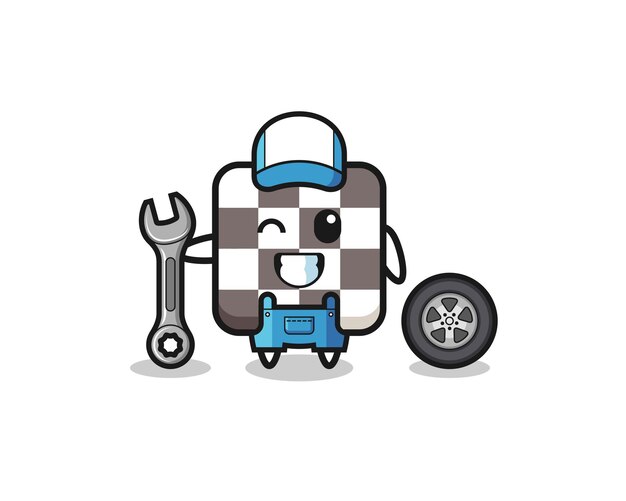 El personaje del tablero de ajedrez como un lindo diseño de mascota mecánica