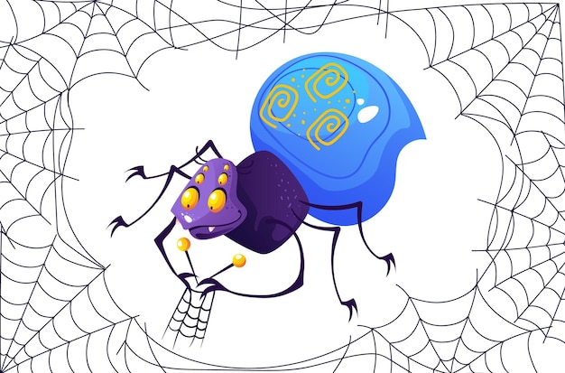 El personaje de la tela de araña es un animal aislado en un fondo blanco. Ilustración de un elemento de diseño gráfico.