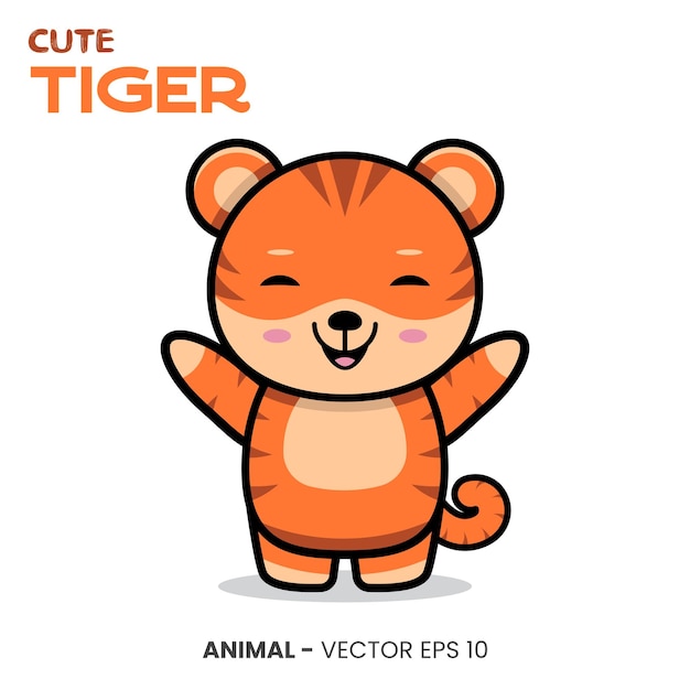 El personaje de Tigre con una dulce expresión de sonrisa y una mano levantada