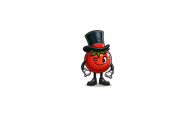 personaje de tomate con sombrero diseño de mascota de ilustración vectorial