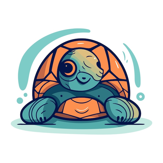 Personaje de una tortuga de dibujos animados ilustración vectorial de una tortuga de dibujos animados linda