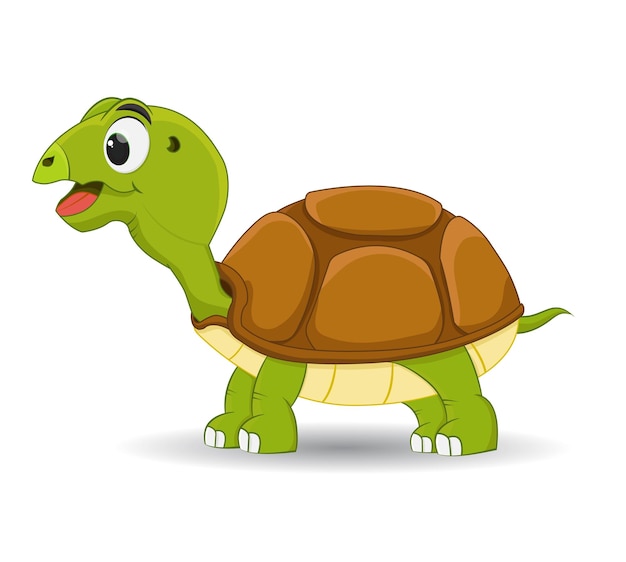personaje de tortuga de dibujos animados de pie aislado