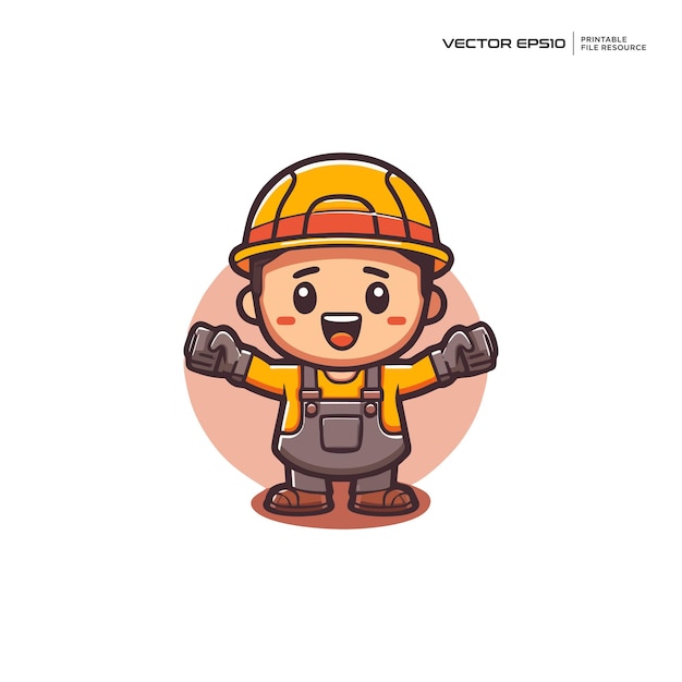 personaje de trabajador de la construcción mascota diseño de logotipo ilustración eps 10