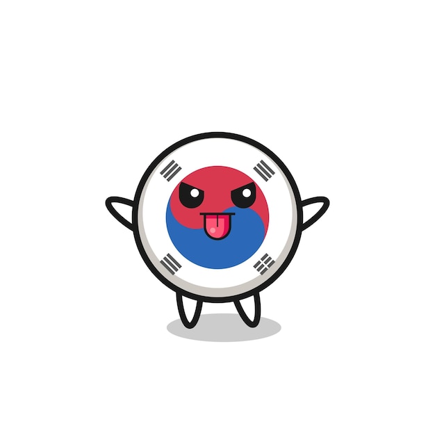 Personaje travieso de la bandera de corea del sur en pose burlona