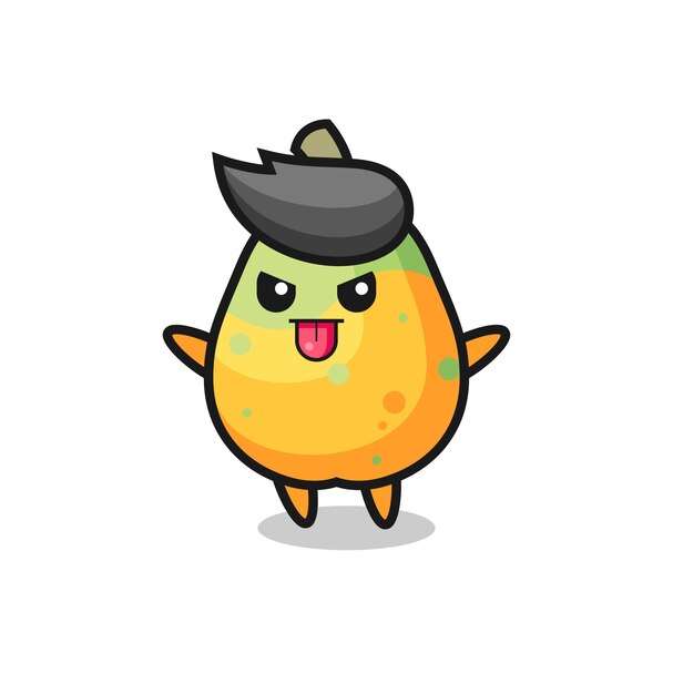 Personaje travieso de papaya en pose burlona, diseño de estilo lindo para camiseta, pegatina, elemento de logotipo