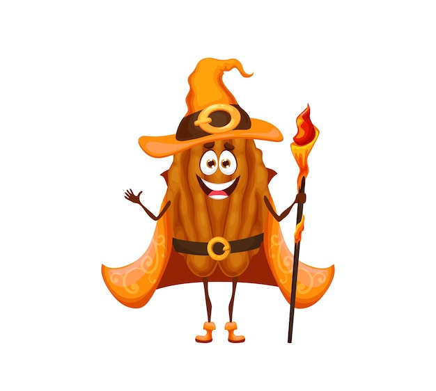 Personaje de vector de asistente de nuez de halloween de dibujos animados