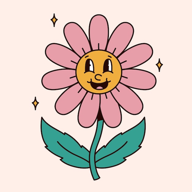 El personaje del vector de flores es groovy.