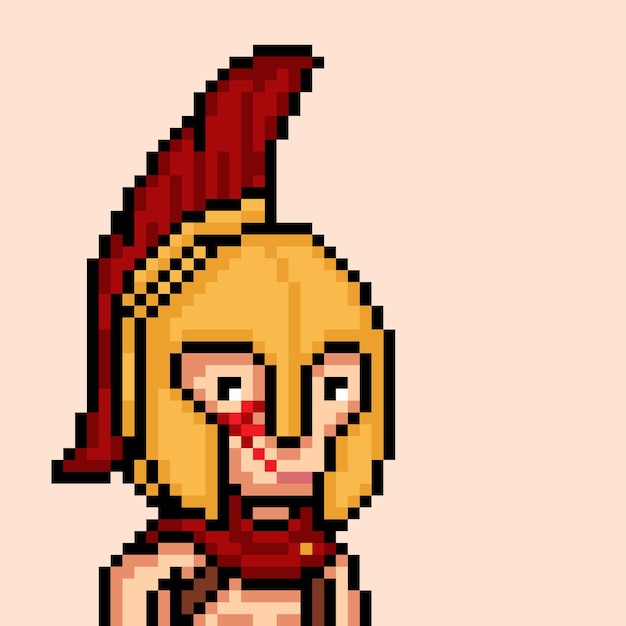 personaje vectorial guerrero en estilo pixel art