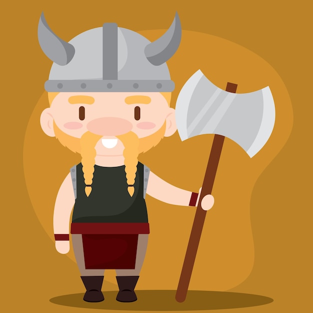 Personaje vikingo masculino lindo aislado Ilustración vectorial