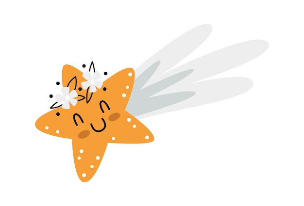 Personaje volador estrella con flores