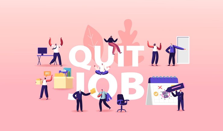 Vector personajes abandonan la ilustración del trabajo. jefe apuntando a la puerta al trabajador llevar pertenencias en caja