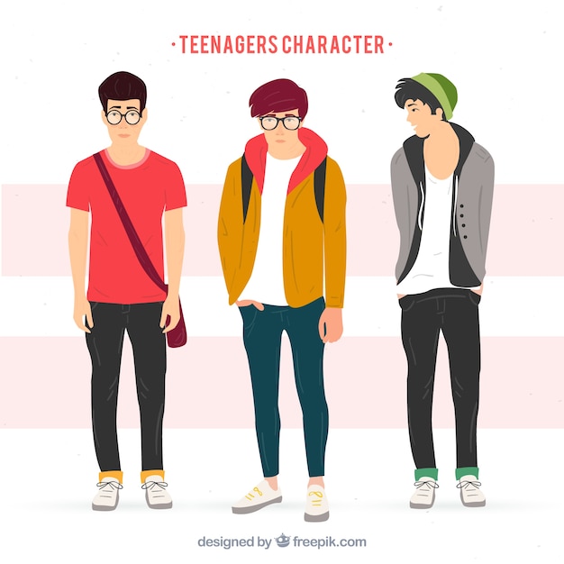 Vector personajes adolescentes realistas