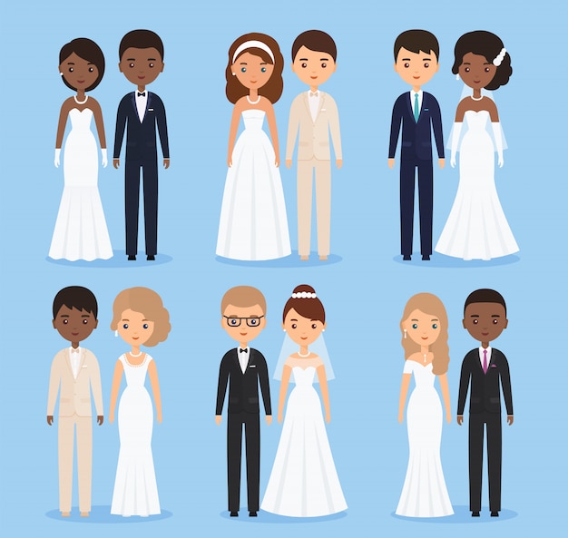 Personajes animados de novios.