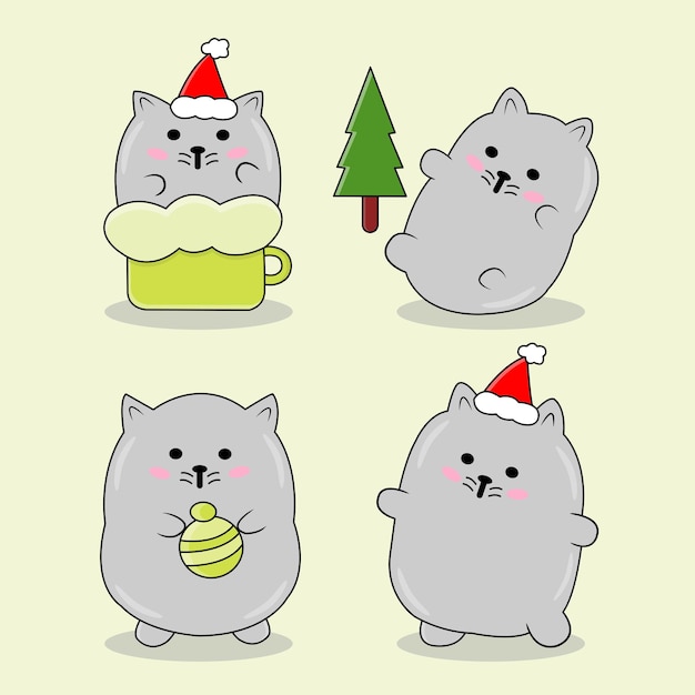 Personajes de animales usando adornos navideños