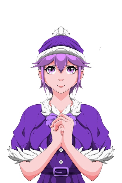 personajes de anime con poses de disfraces navideños