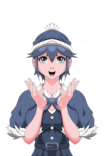 personajes de anime con poses de disfraces navideños