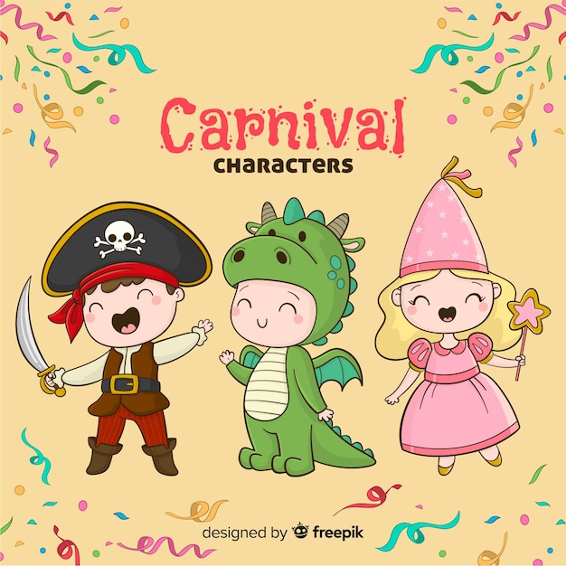 Personajes de carnaval con disfraces